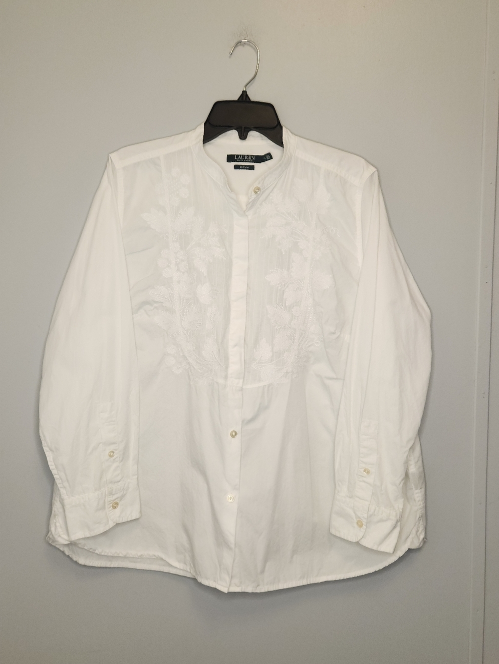 Lauren Ralph Lauren Womens White Embroidered Cotton Shirt Size 1X - Picture 4 of 10
